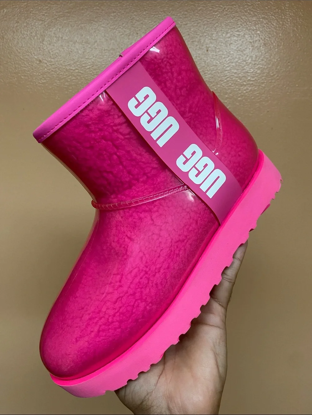 UGG Classic Clear Mini Women’s Waterproof Boots “Rock Rose Taffy Pink” Size 7